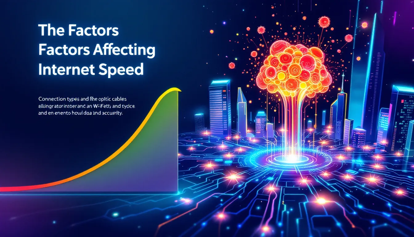Factors affecting internet speed including network congestion and connection types.
